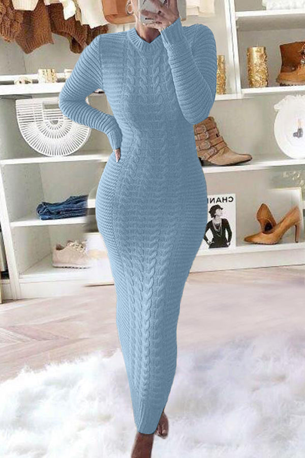 Classic Slim Cable Knit Maxi Dress (Buy 2 Free Shipping)