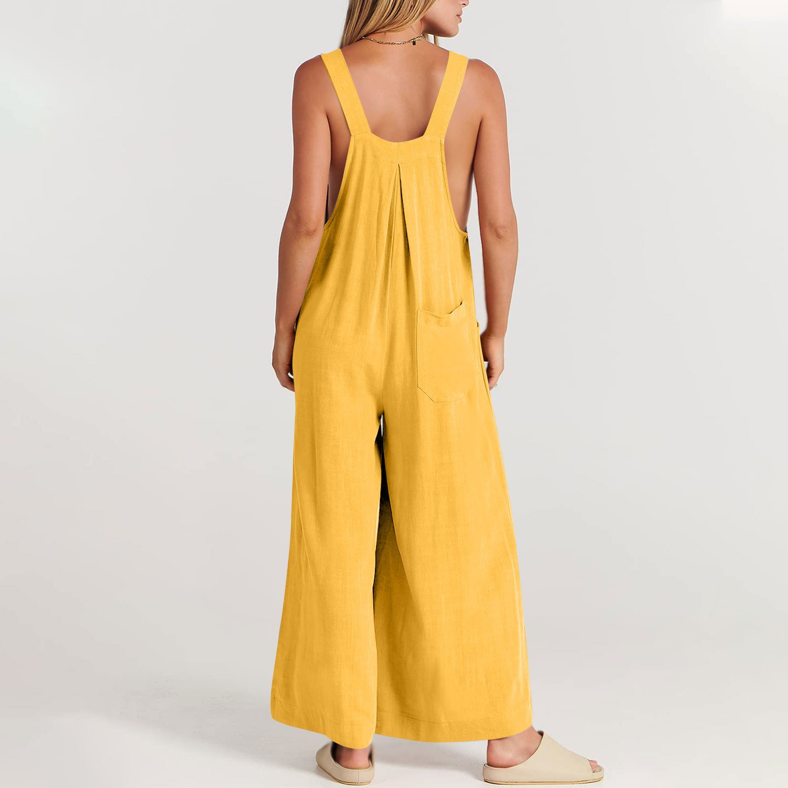 Last Day 48% OFF🔥Women's Sleeveless Wide Leg Jumpsuit with Pockets(Buy 2 Free Shipping)