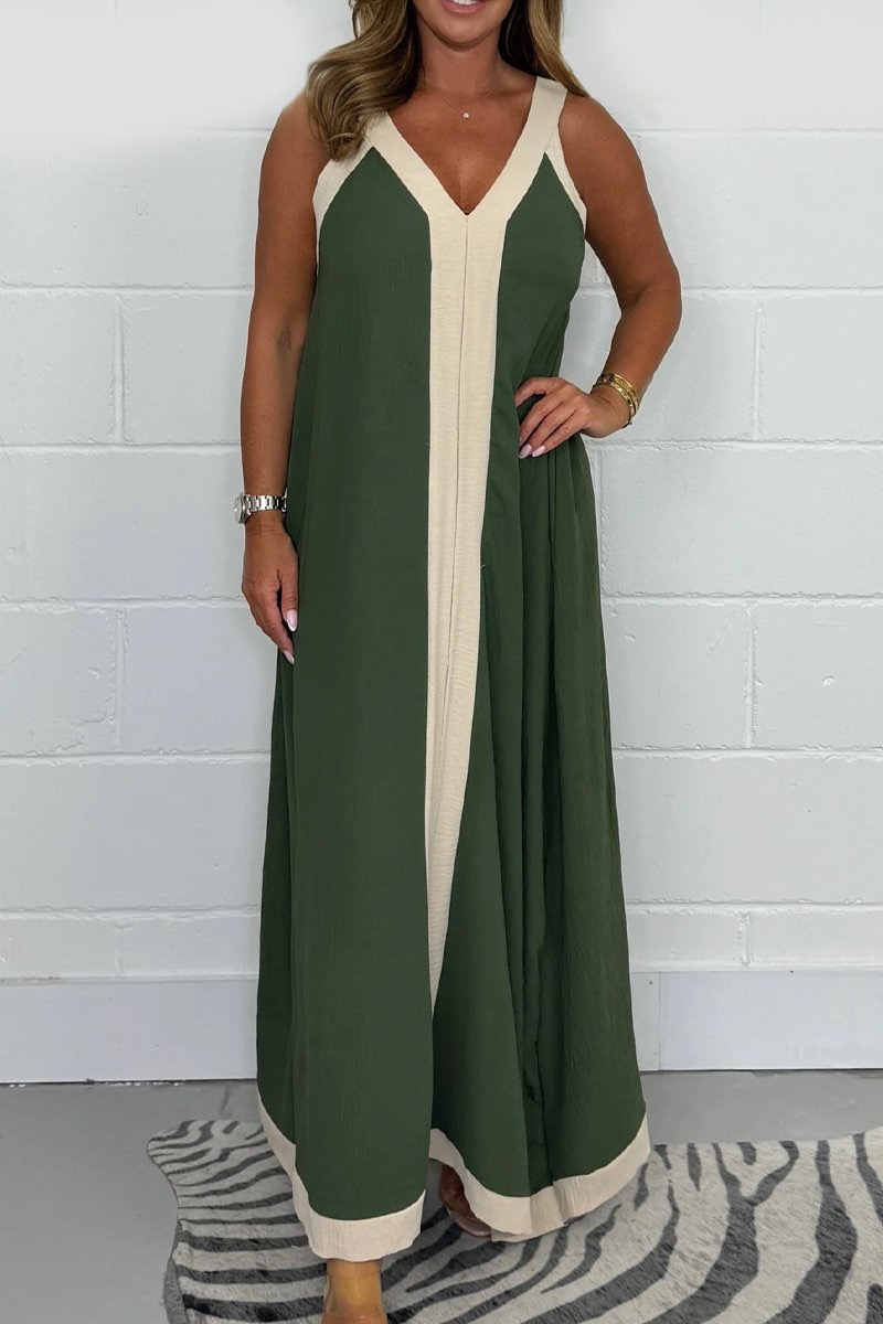 Elegant V-Neck Loose Fit Sleeveless Maxi Dress (Buy 2 Free Shipping)