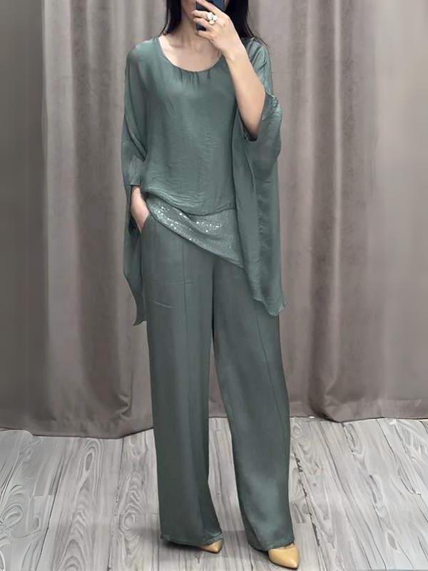 Casual Crew Neck Sequin Two-piece Suit (Buy 2 Free Shipping)