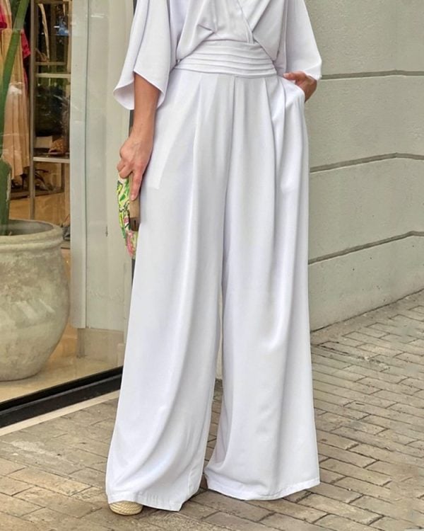 Last Day Promotion🔥Solid Color V-Neck Elegant Jumpsuit(BUY 2 FREE SHIPPING)
