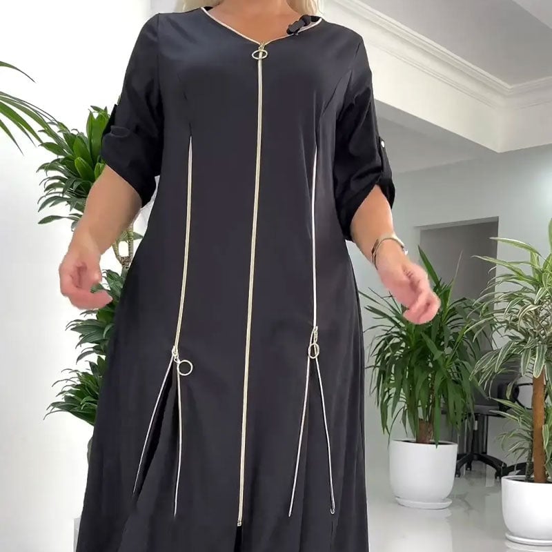 Fashion Zipper Front Long Dress (Buy 2 Free Shipping)