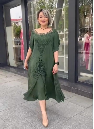 Elegant Boho Embroidered Midi Dress