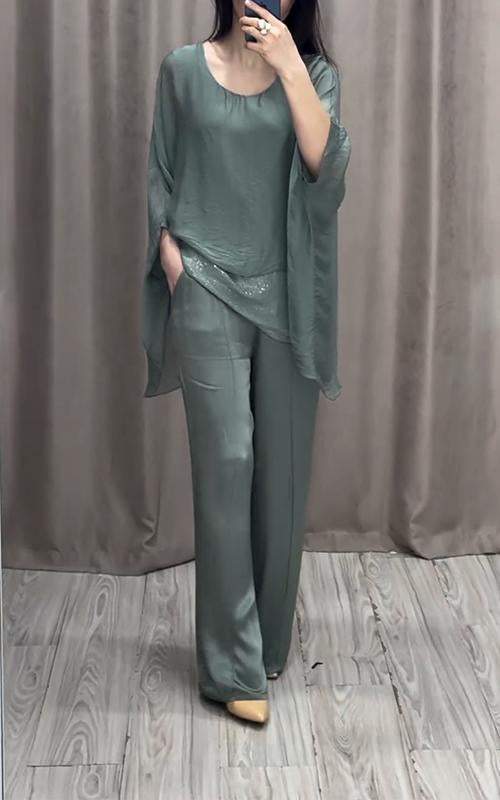 Casual Crew Neck Sequin Two-piece Suit (Buy 2 Free Shipping)