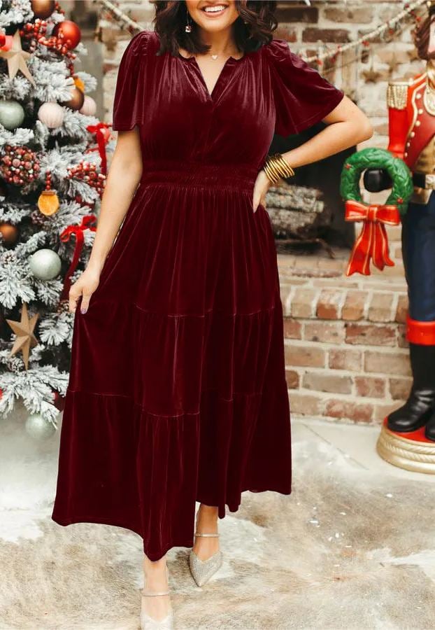 Black Friday Sale 49% OFF🔥 Women‘s Velvet Tiered Maxi Dress (Buy 2 Free Shipping)