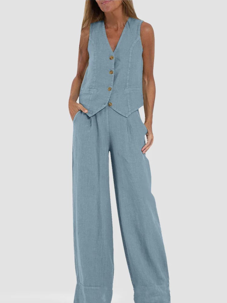Vest & Wide-Leg Pants Two-Piece Set (Buy 2 Free Shipping)