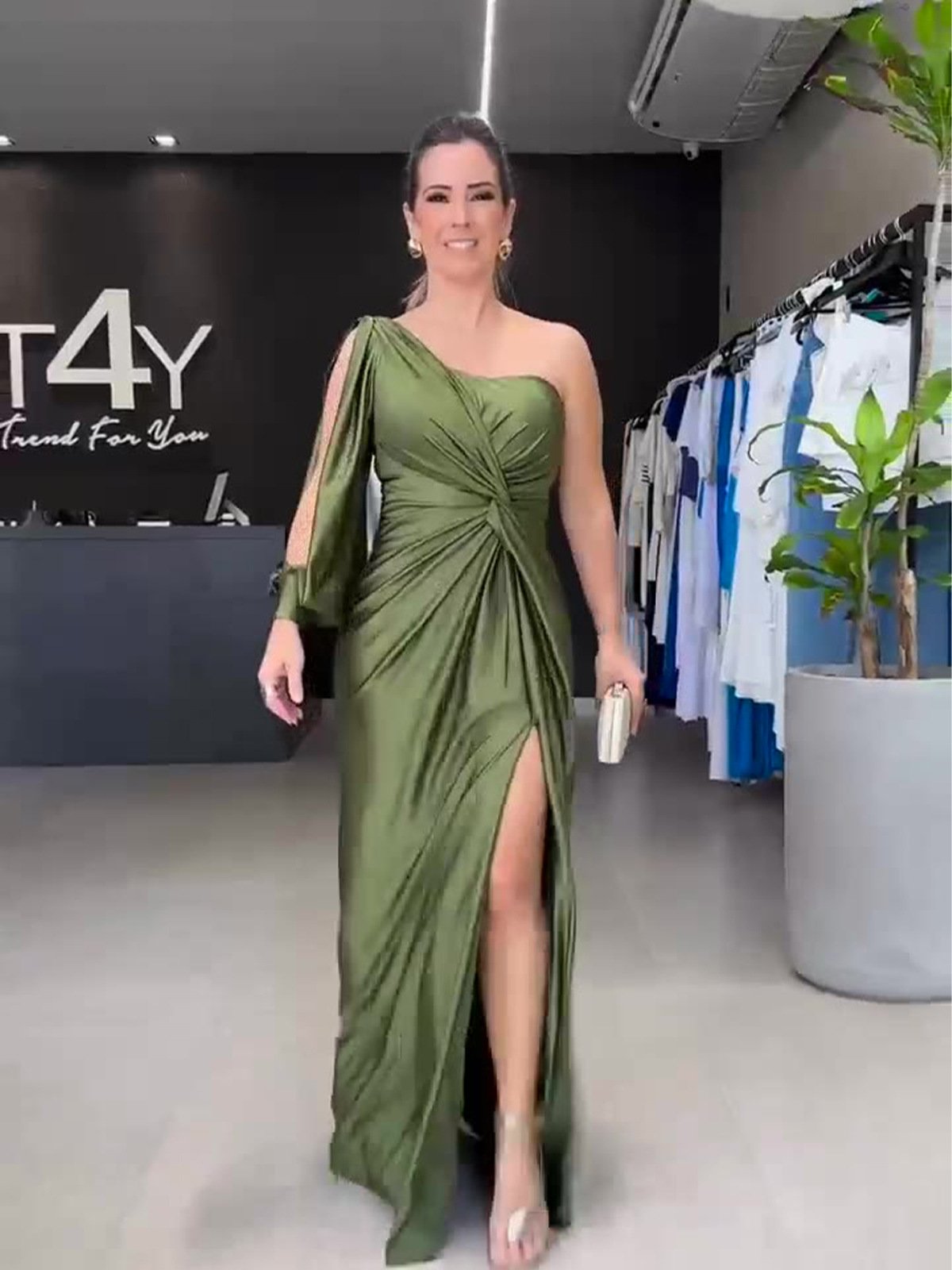 One-Shoulder Elegant Fitted Maxi Dress