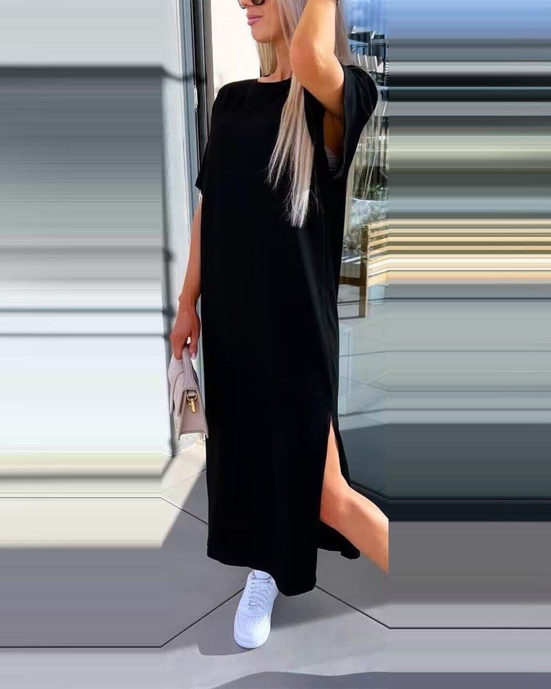 Relaxed Split T-Shirt Dress (Buy 2 Free Shipping)