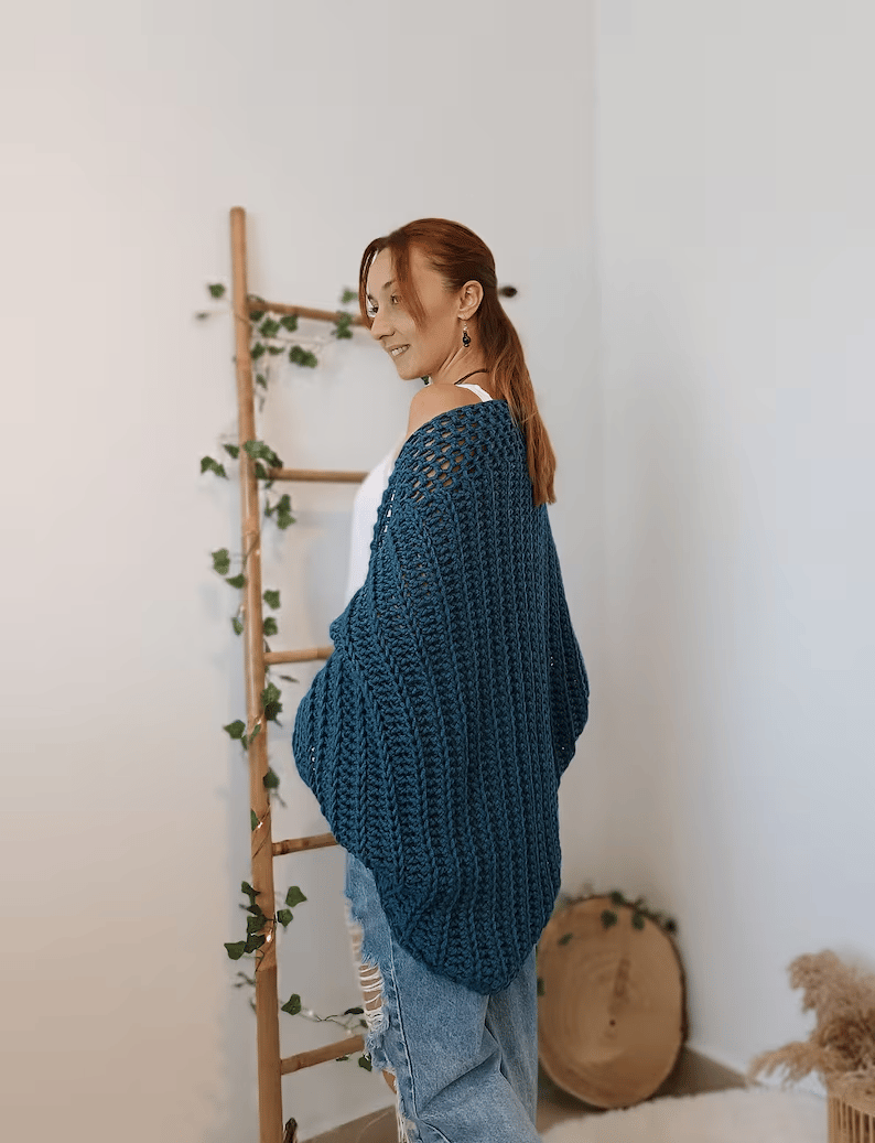 Crochet Cocoon Shrug, Boho Cardigan For Women, Cozy Cocoon Cardi