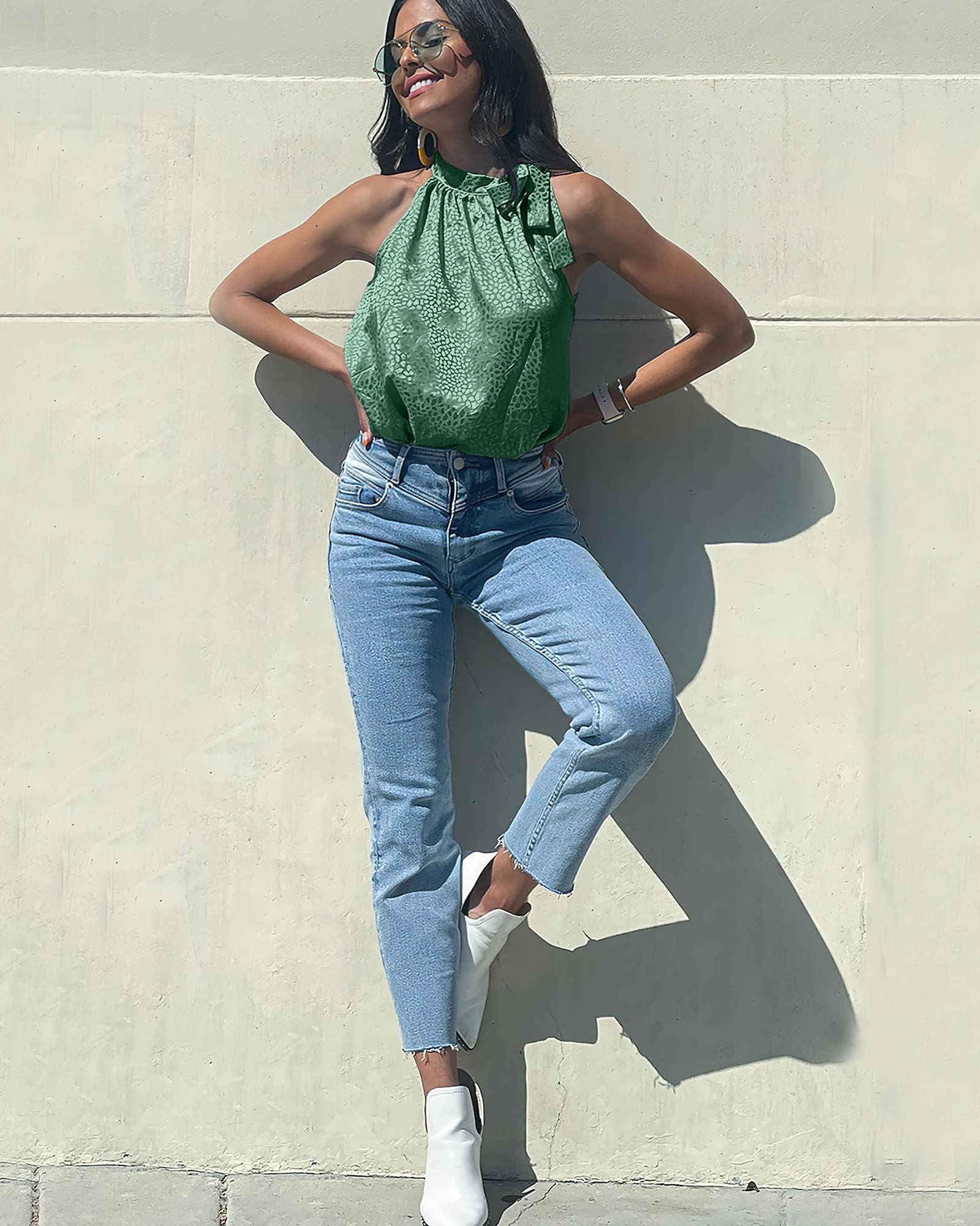 Last Day 70% OFF🔥Sleeveless Tie Mock Neck Summer Tops