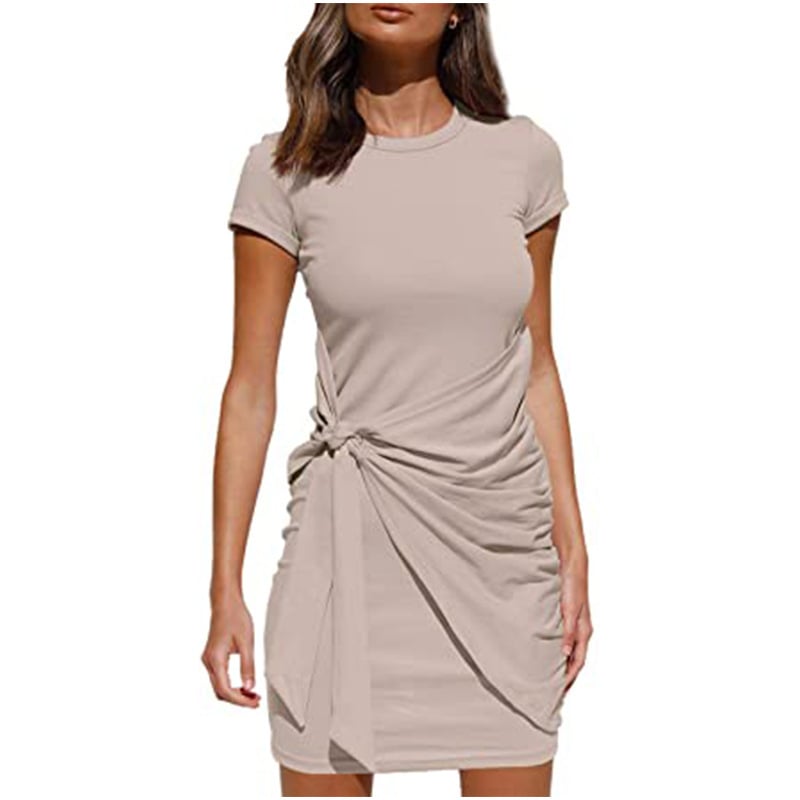 Last Day Promption🔥Casual Short Sleeve Ruched Tank T Shirt Dress❤️Buy 2 Free Shipping