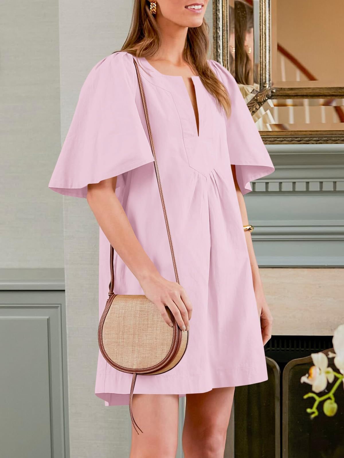 Last Day Promotion🔥Casual V Neck Flowy Mini Dress(Buy 2 Free Shipping)