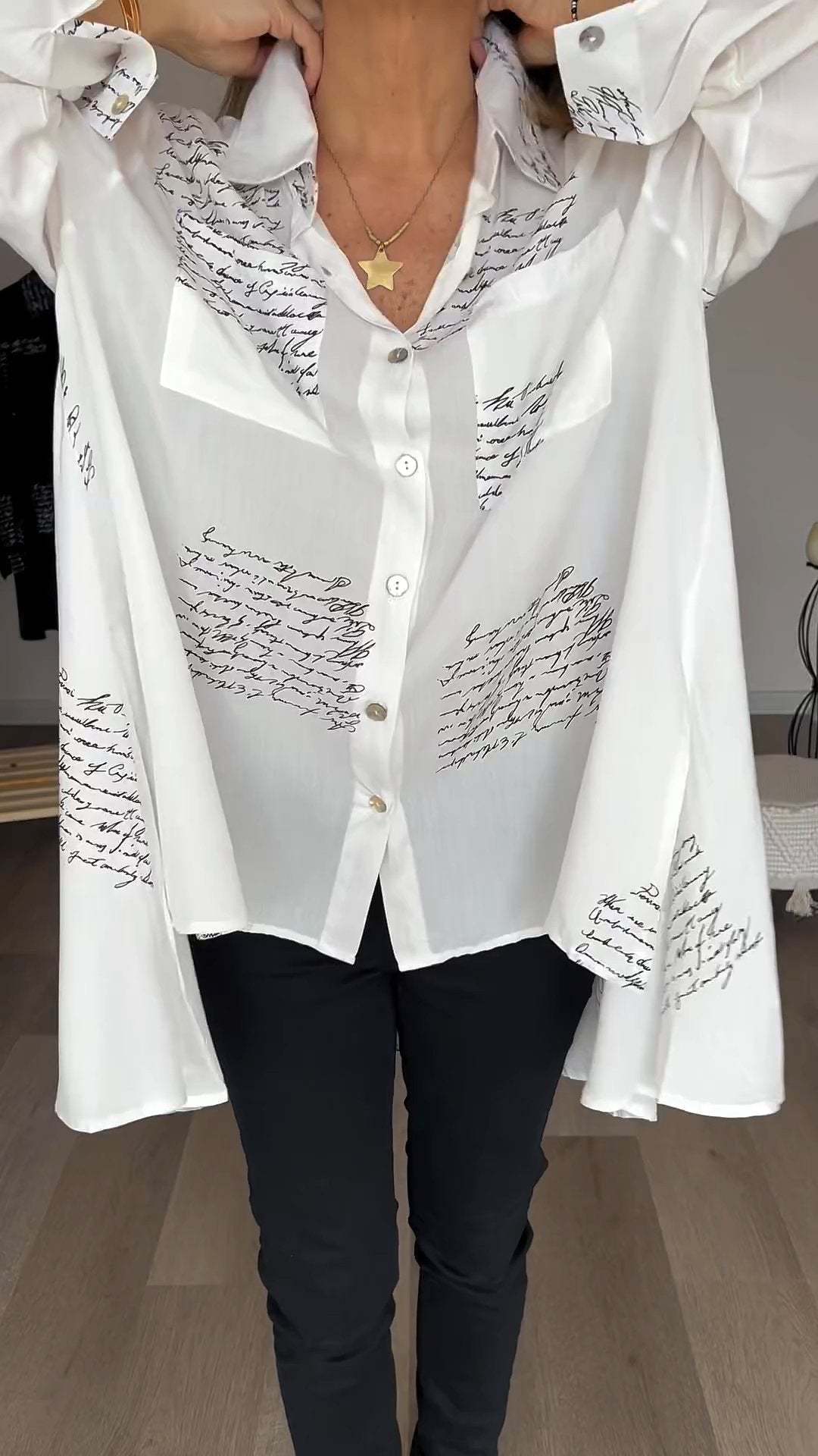 2024 Hot Sale❤️Letter Print Fashion Lapel Shirt(Buy 2 Free Shipping)