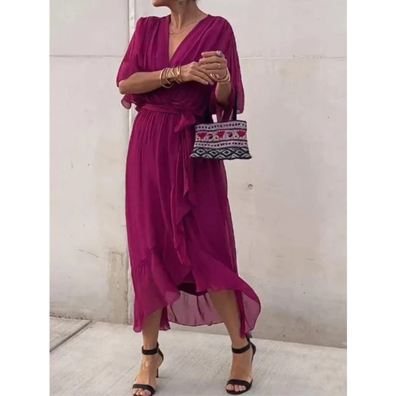 Last Day 49% OFF🔥Elegant V-neck Midi Dress(BUY 2 FREE SHIPPING)