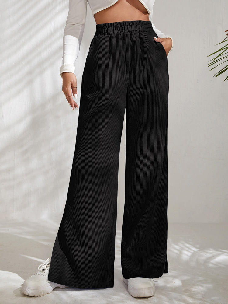High Waist Corduroy Split Hem Wide Leg Pants (Buy 2 Free Shipping)