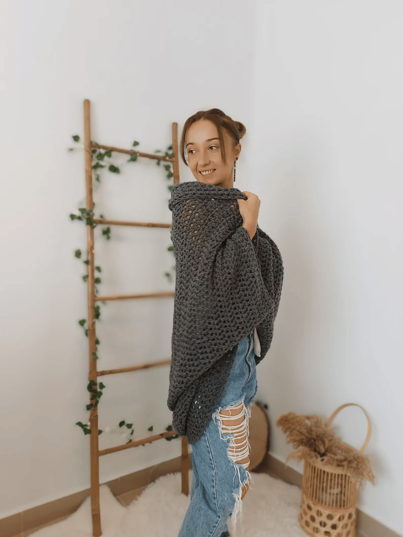 Crochet Cocoon Shrug, Boho Cardigan For Women, Cozy Cocoon Cardi