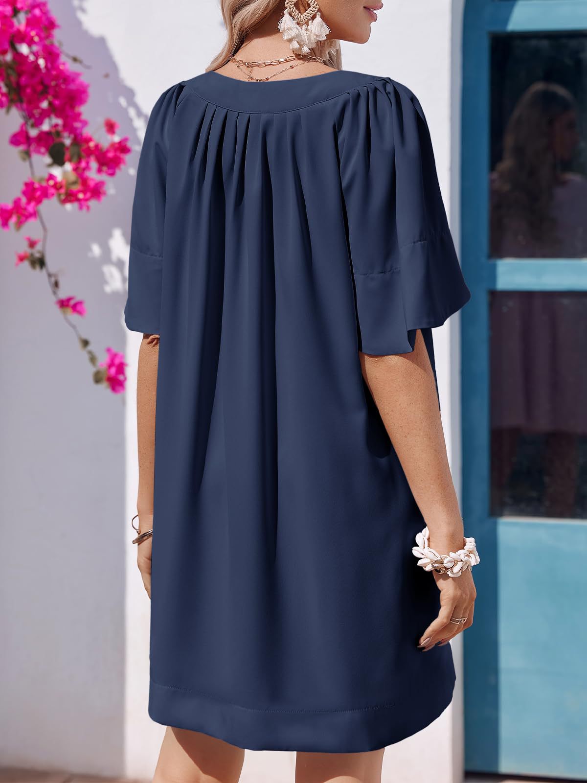 Last Day Promotion🔥Casual V Neck Flowy Mini Dress(Buy 2 Free Shipping)