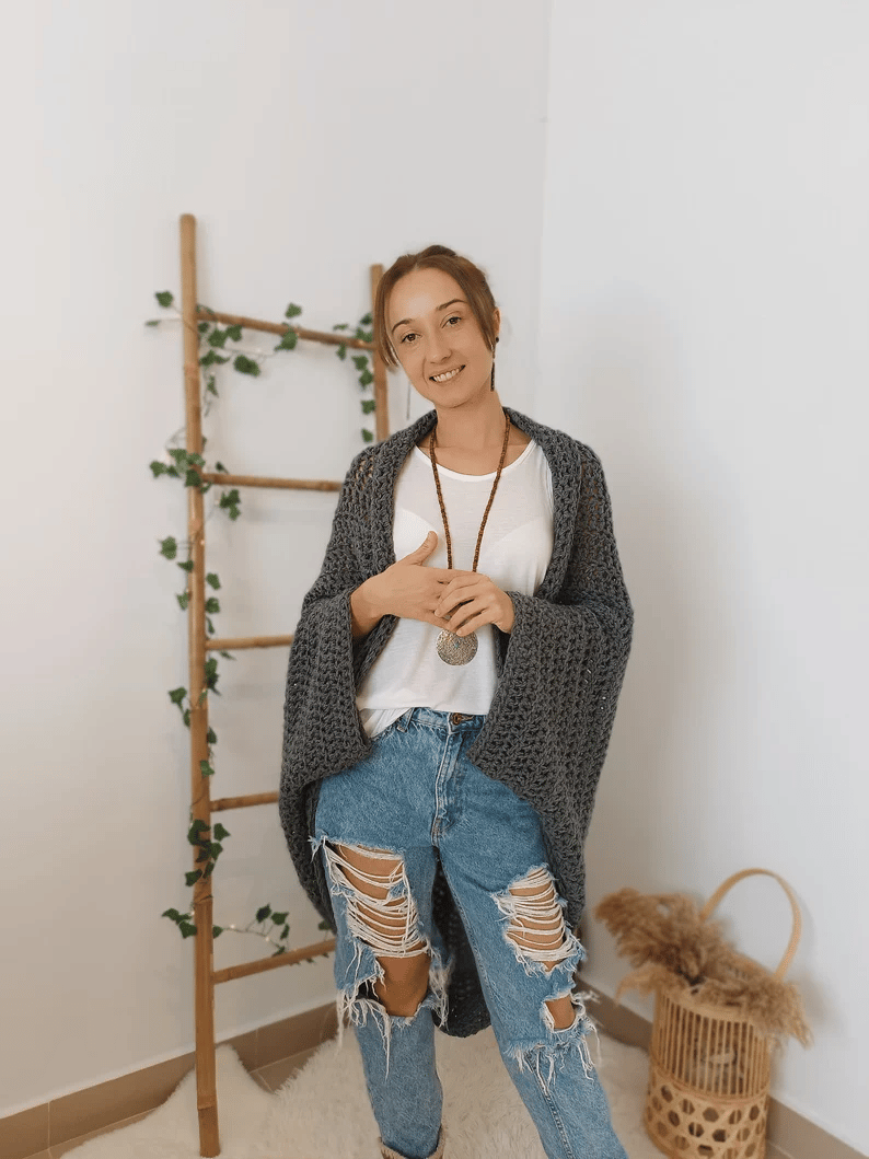 Crochet Cocoon Shrug, Boho Cardigan For Women, Cozy Cocoon Cardi