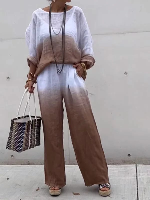 Last Day 49% OFF🔥Chic Cotton Linen Gradient Two-Piece Set(Buy 2 Free Shipping)
