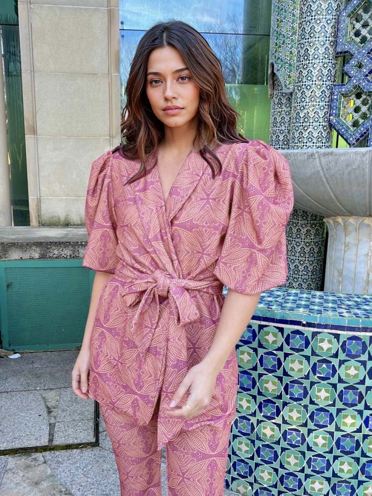 Ethnic Print Puff Sleeve Set – Vintage Charm with a Modern Edge (Buy 2 Free SHipping)