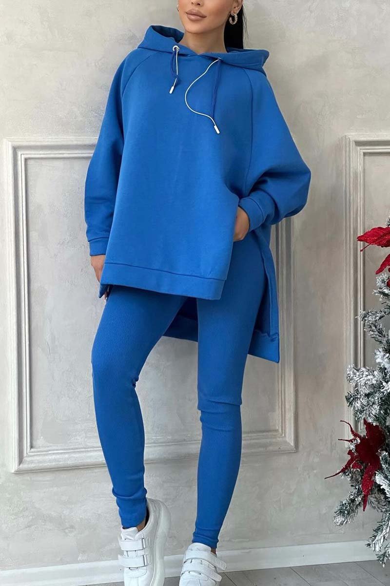 Cozy Oversized Hoodie with Side Slits and Fitted Leggings Two Piece Set (Buy 2 Free Shipping)
