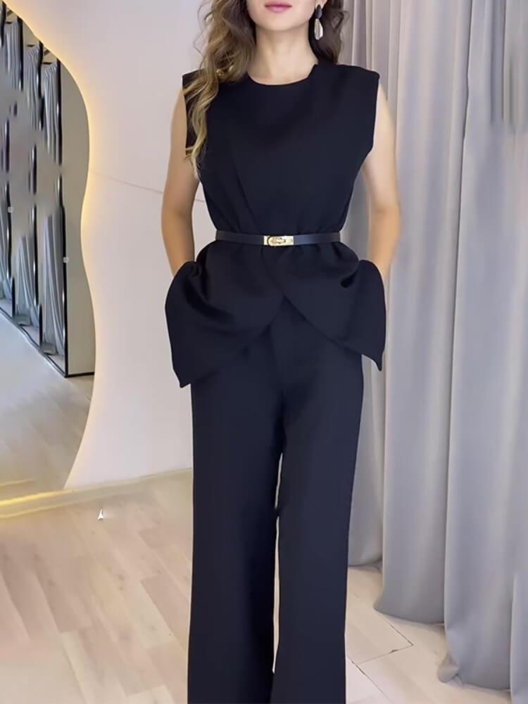 Sleeveless Top Wide Leg Pants Two-Piece Set