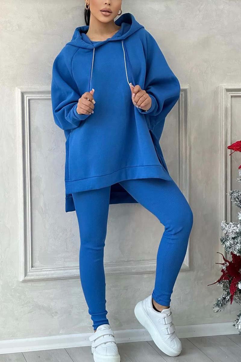 Cozy Oversized Hoodie with Side Slits and Fitted Leggings Two Piece Set (Buy 2 Free Shipping)
