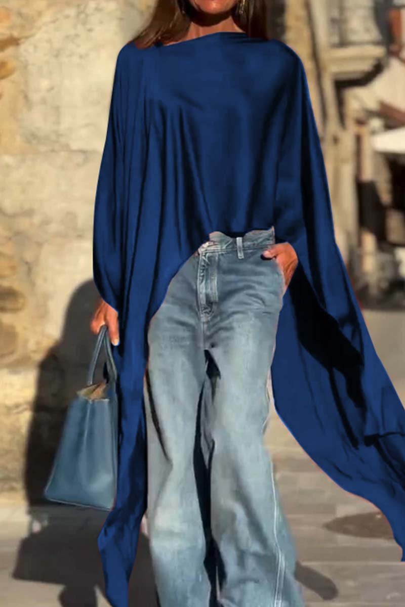 Irregular Hem Satin Top (Buy 2 Free Shipping)