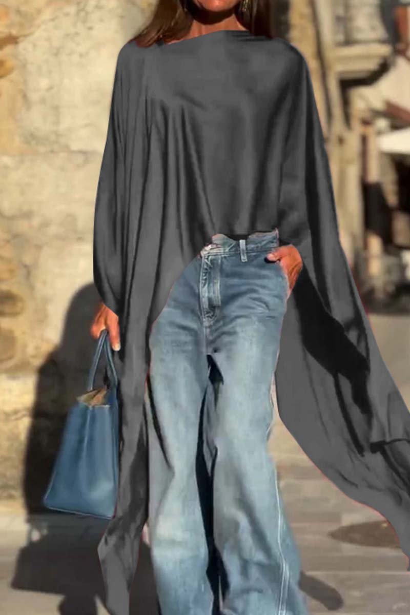 Irregular Hem Satin Top (Buy 2 Free Shipping)