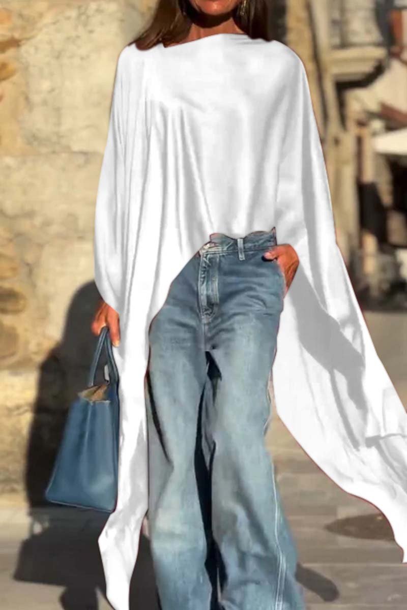 Irregular Hem Satin Top (Buy 2 Free Shipping)