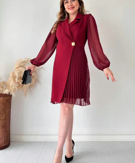 Elegant Pleated Blazer Dress (Buy 2 Free Shipping)