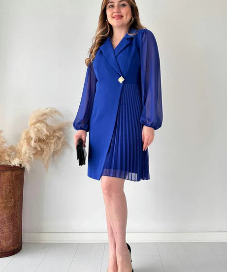 Elegant Pleated Blazer Dress (Buy 2 Free Shipping)