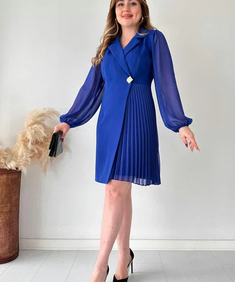 Elegant Pleated Blazer Dress (Buy 2 Free Shipping)