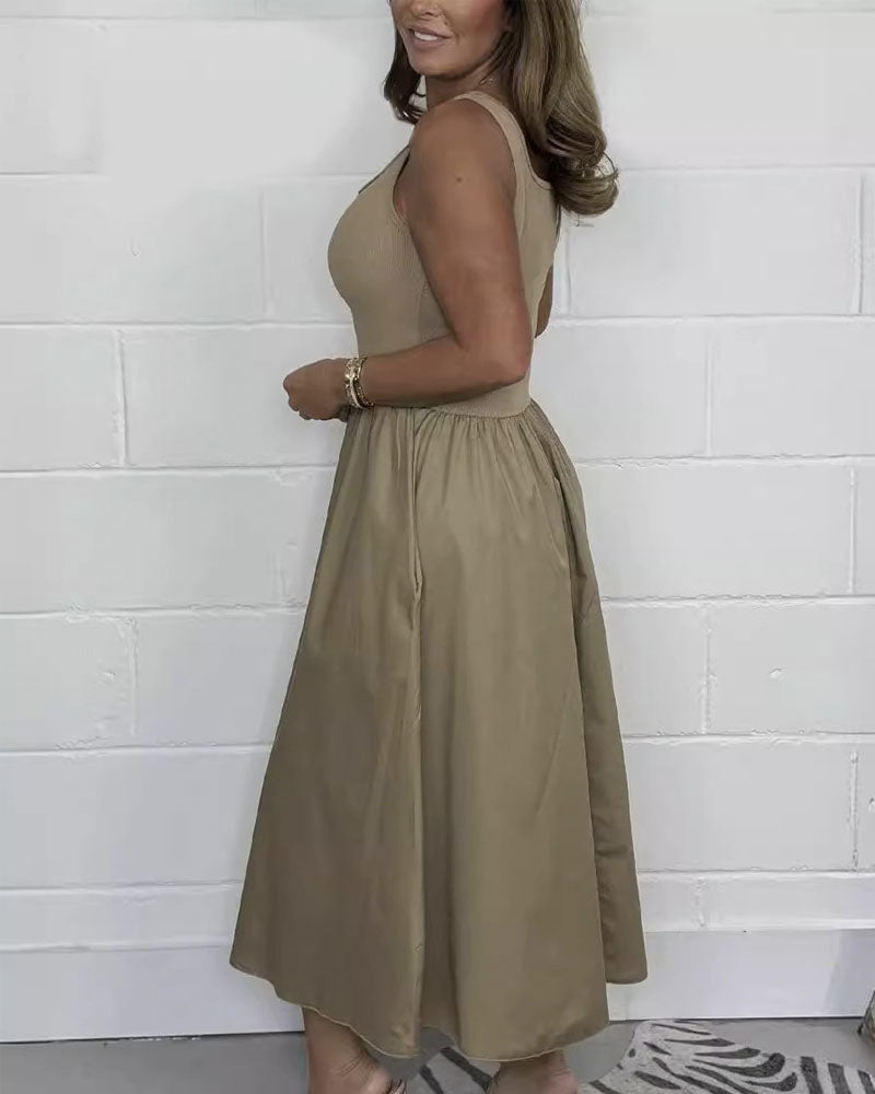 Casual Stretch Tank Pocket Midi Dress (Buy 2 Free Shipping)
