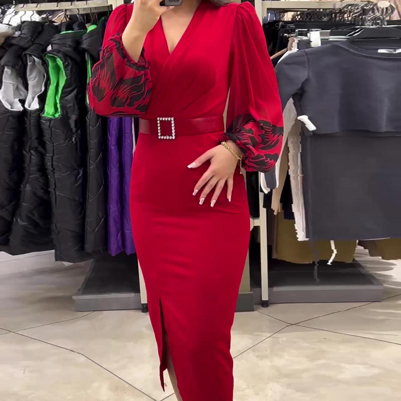 Elegant V-neck Slit Dress (Buy 2 Free Shipping)