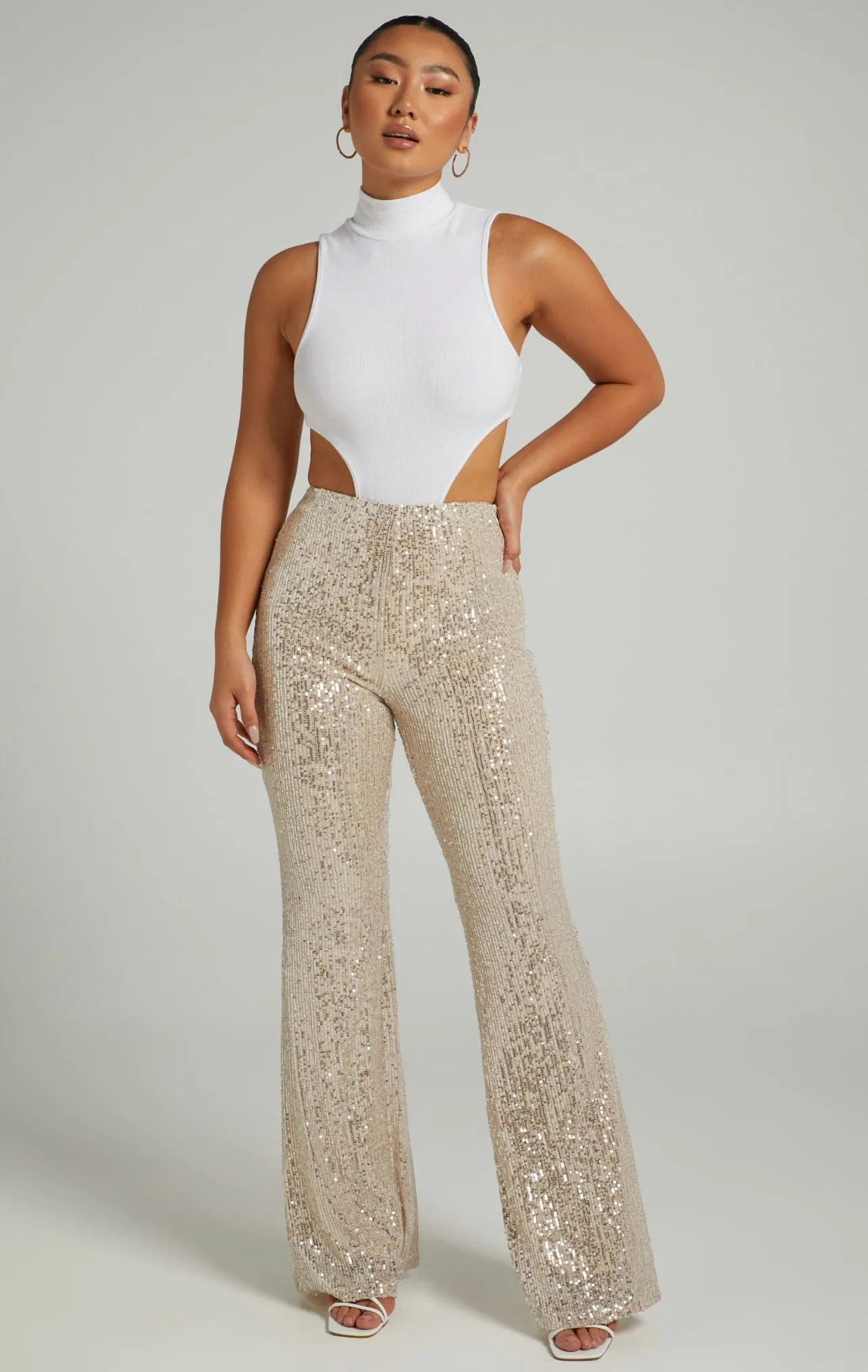 High Waist Sequin Flare Pants (Buy 2 Free Shipping)