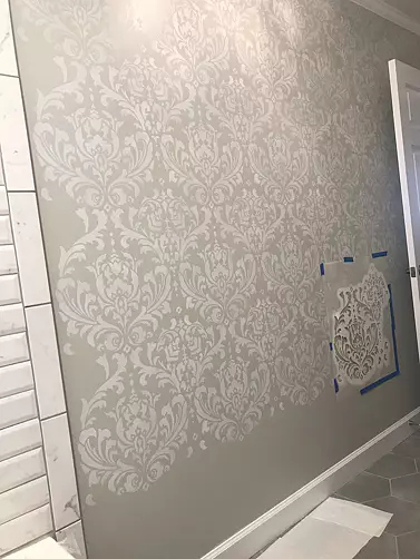 Vintage Grass Leather Pattern Wall Stencil