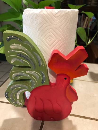 Red Rooster Paper Towel Holder