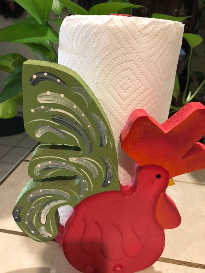 Red Rooster Paper Towel Holder