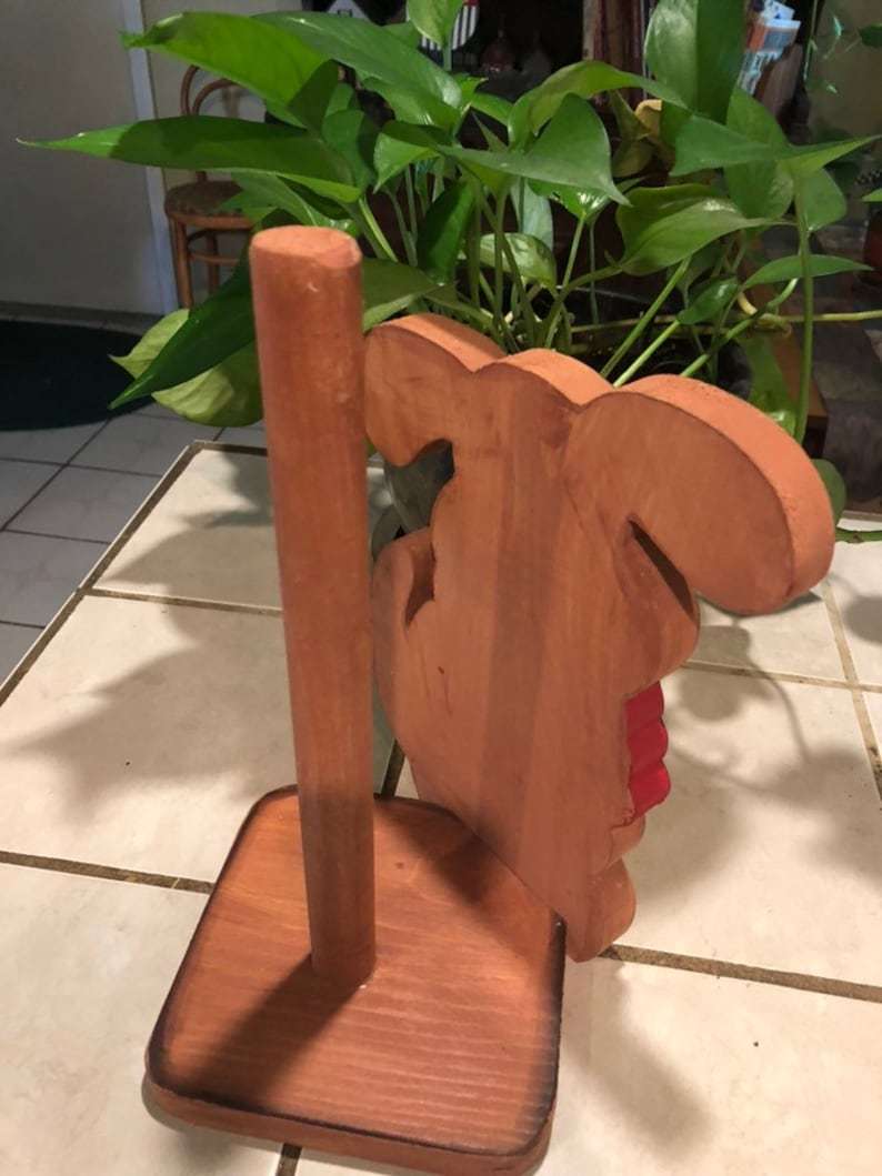 Brown Scarf Dog Paper Towel Holder