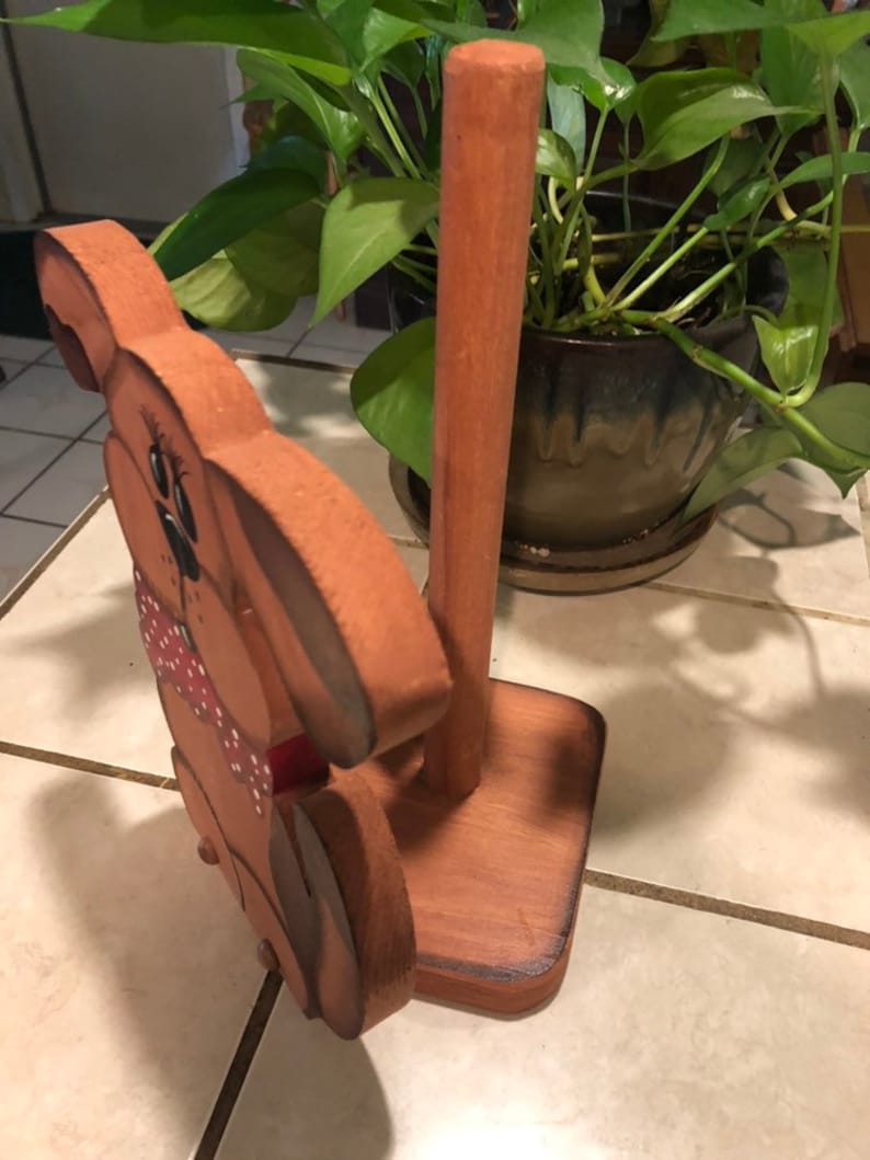 Brown Scarf Dog Paper Towel Holder