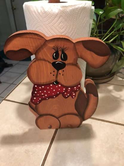 Brown Scarf Dog Paper Towel Holder