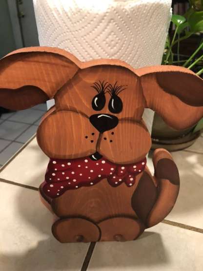 Brown Scarf Dog Paper Towel Holder