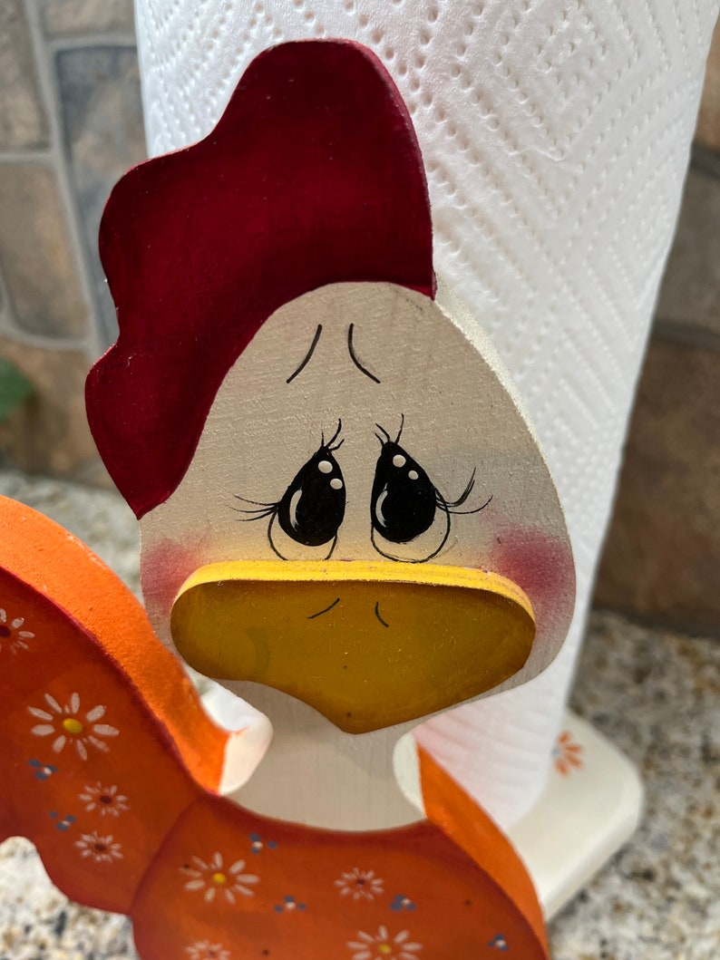 Orange Rooster Paper Towel Holder