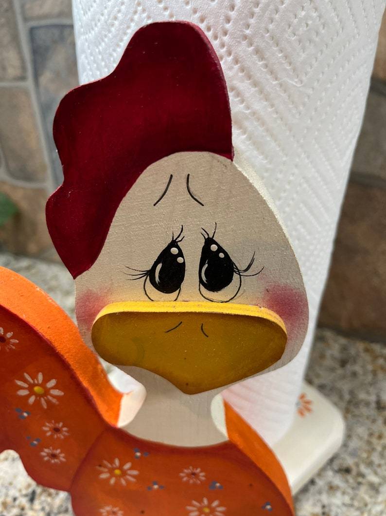 Orange Rooster Paper Towel Holder