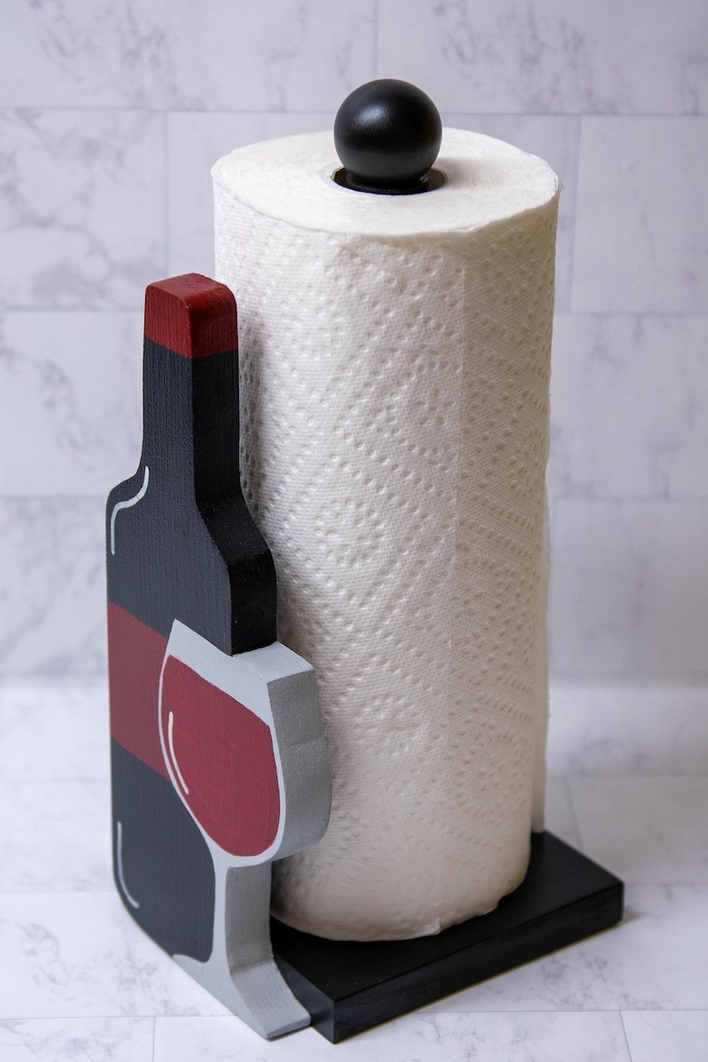 Red Wine Glass Paper Towel Holder