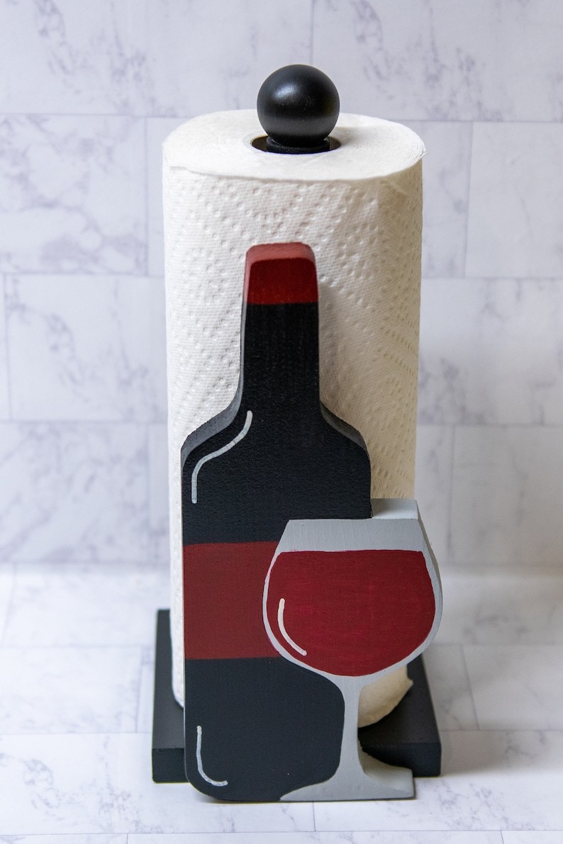 Red Wine Glass Paper Towel Holder