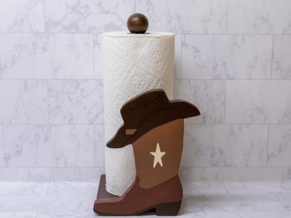 Western Cowboy Leather Shoes Paper Towel Holder