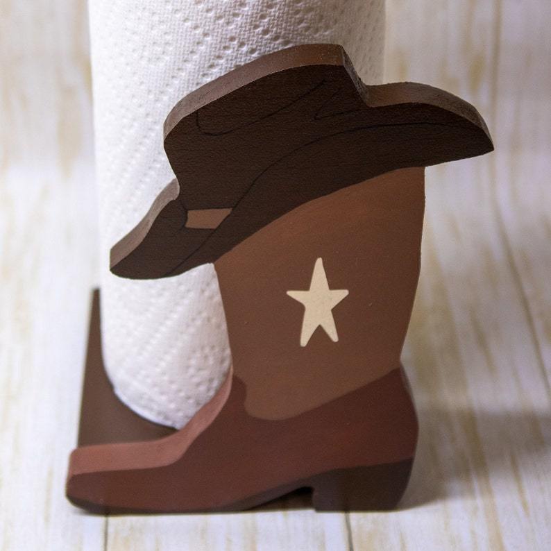 Western Cowboy Leather Shoes Paper Towel Holder