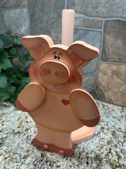 Shy Pink Pig Paper Towel Holder